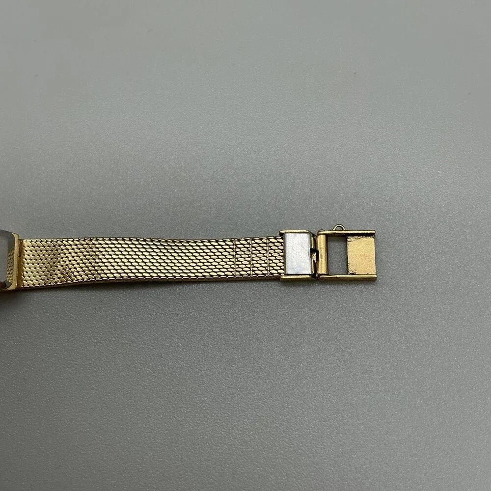 Seiko Womens Watch 12mm Gold Dial Gold Tone Mesh 1320-5289 New Battery 5.5